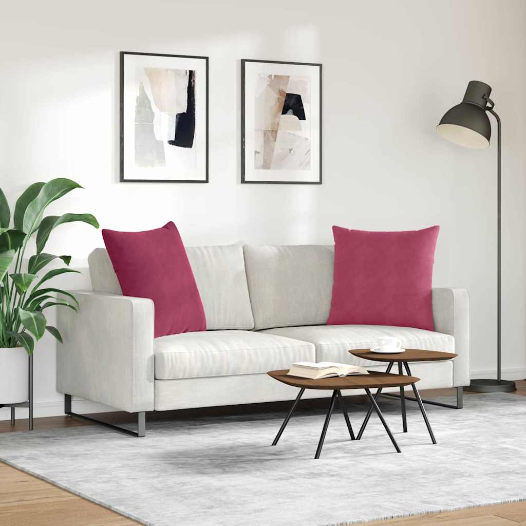 Cuscini da Divano 2 pcs Rosso Vino 60 x 60 cm Tessuto in Cords
