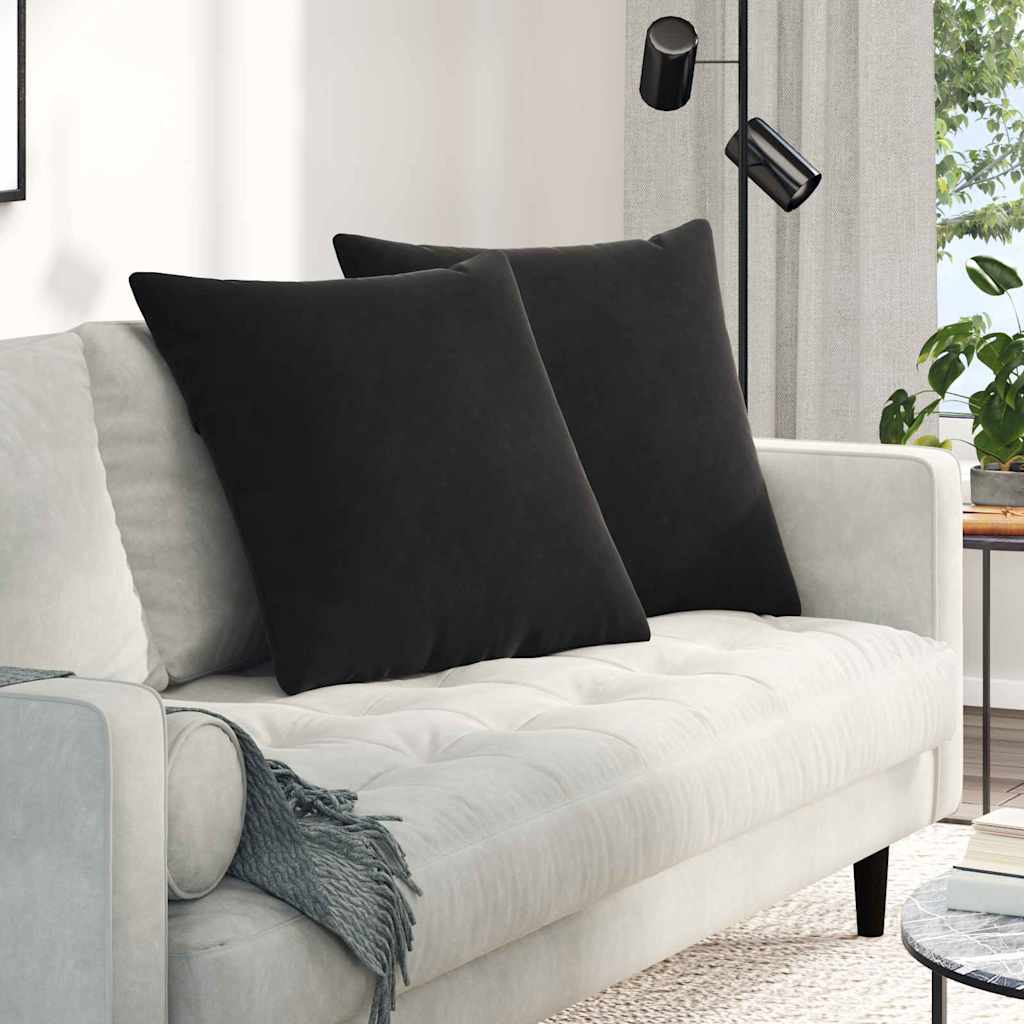 Cuscini da Divano 2 pcs Nero 60 x 60 cm Tessuto in Cords