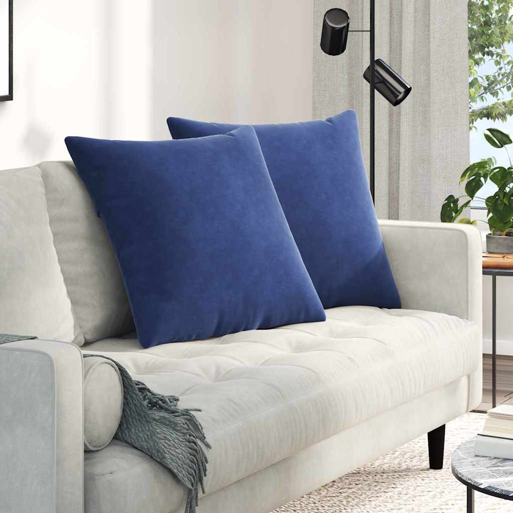 Cuscini da Divano 2 pcs Blu Polizia 60 x 60 cm Tessuto in Cords