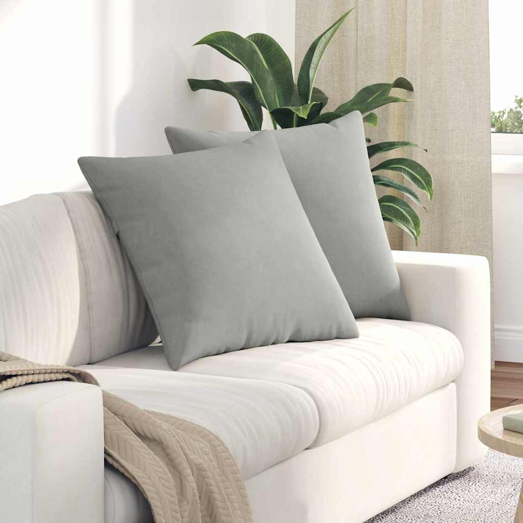 Cuscini da Divano 2 pz Tessuto Grigio chiaro 60 x 60 cm