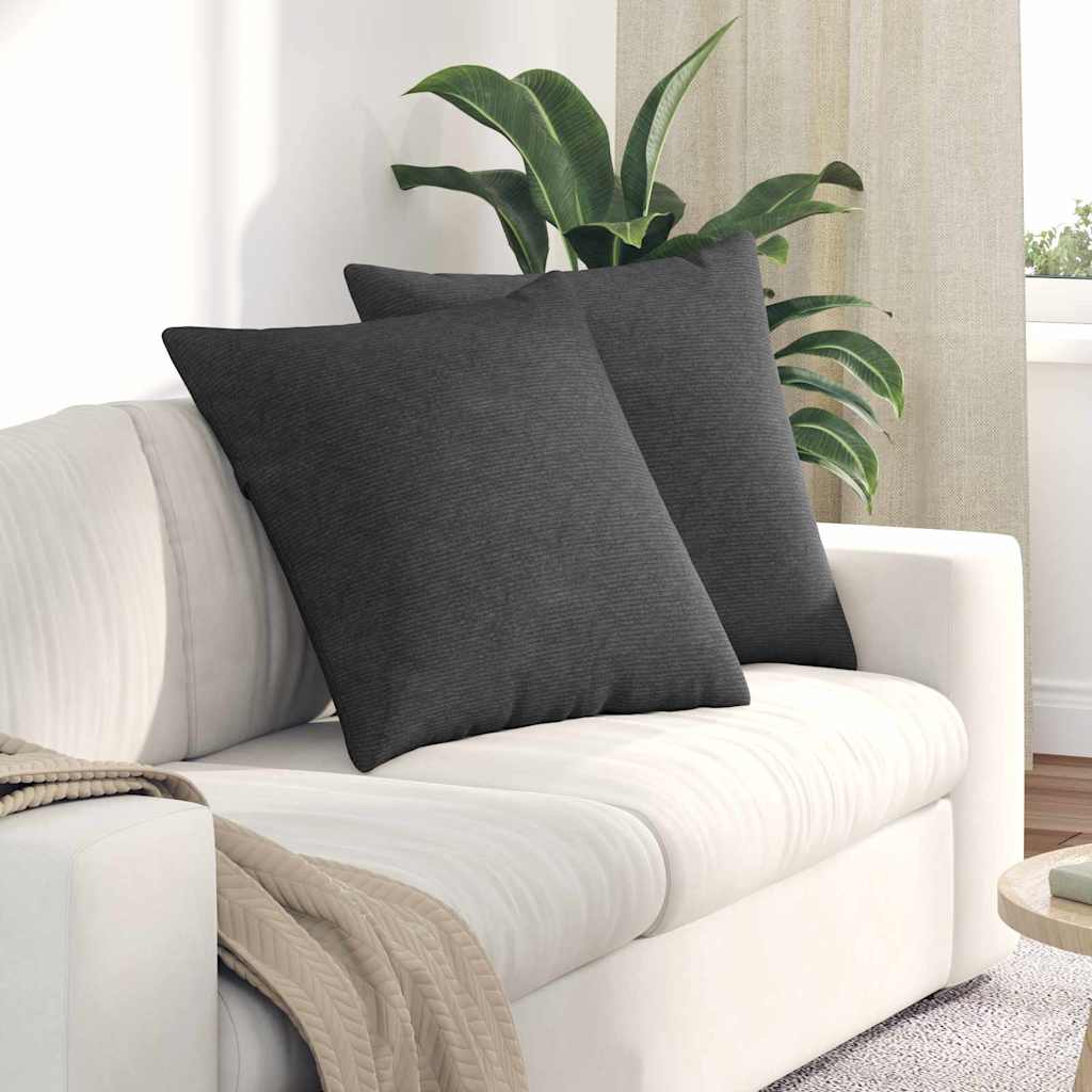 Cuscini da Divano 2 pz Tessuto in Cords Grigio scuro 60 x 60 cm