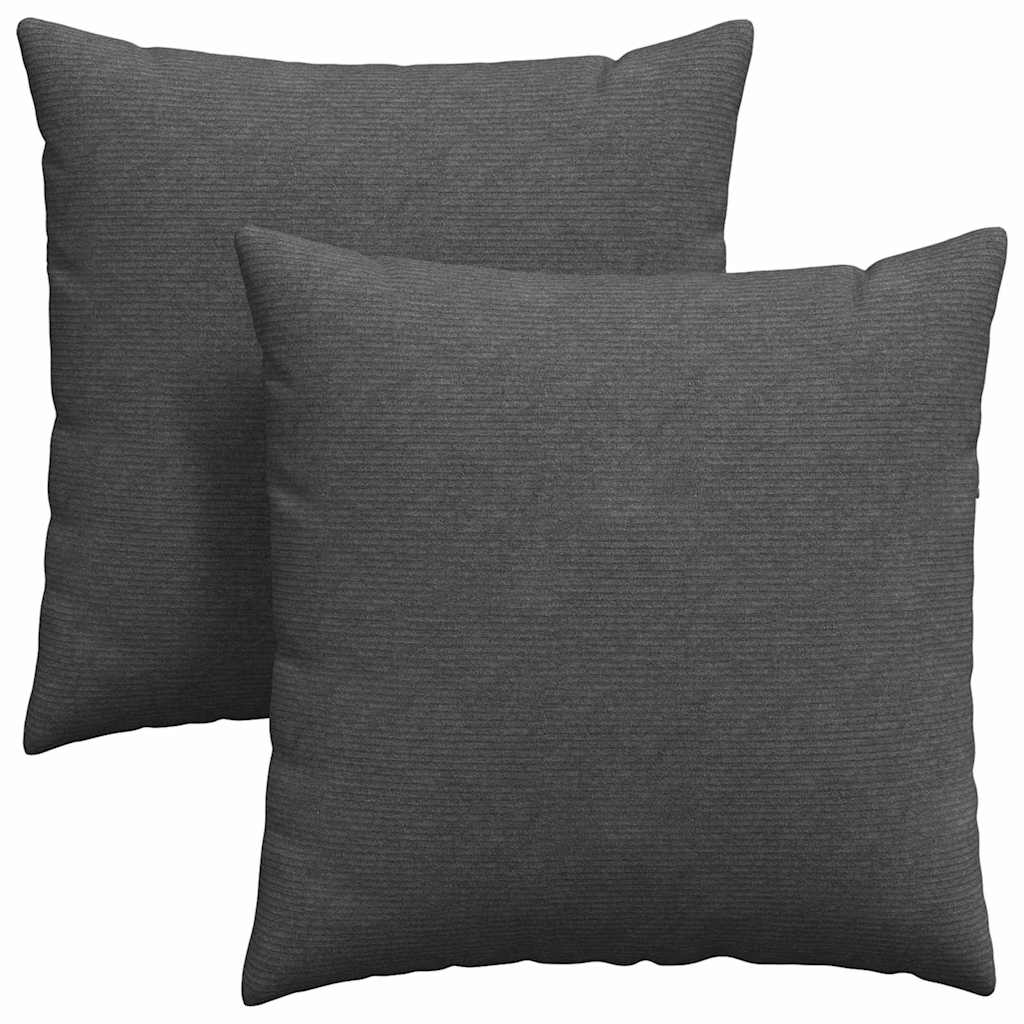 Cuscini da Divano 2 pz Tessuto in Cords Grigio scuro 60 x 60 cm