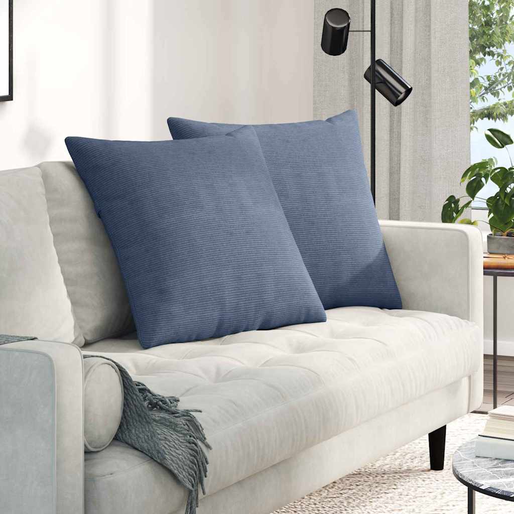 Cuscini da Divano 2 pcs Blu 60 x 60 cm Tessuto in Cords