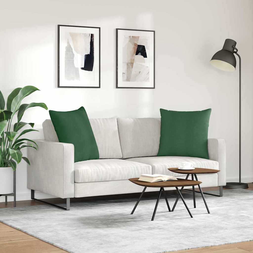 Cuscini da Divano 2 pz Tessuto in Cords Verde Scuro 60 x 60 cm