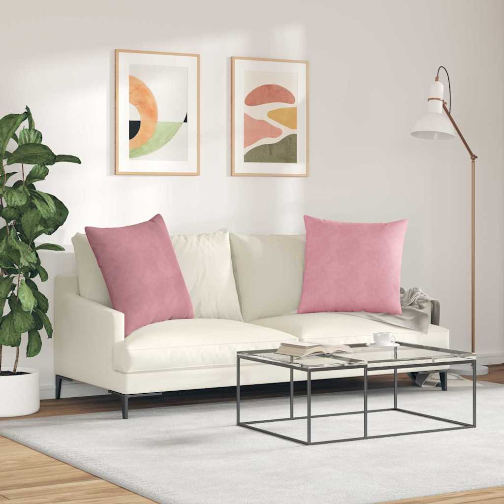 Cuscini da Divano 2 pcs Rosa 80 x 80 cm Tessuto in Cords