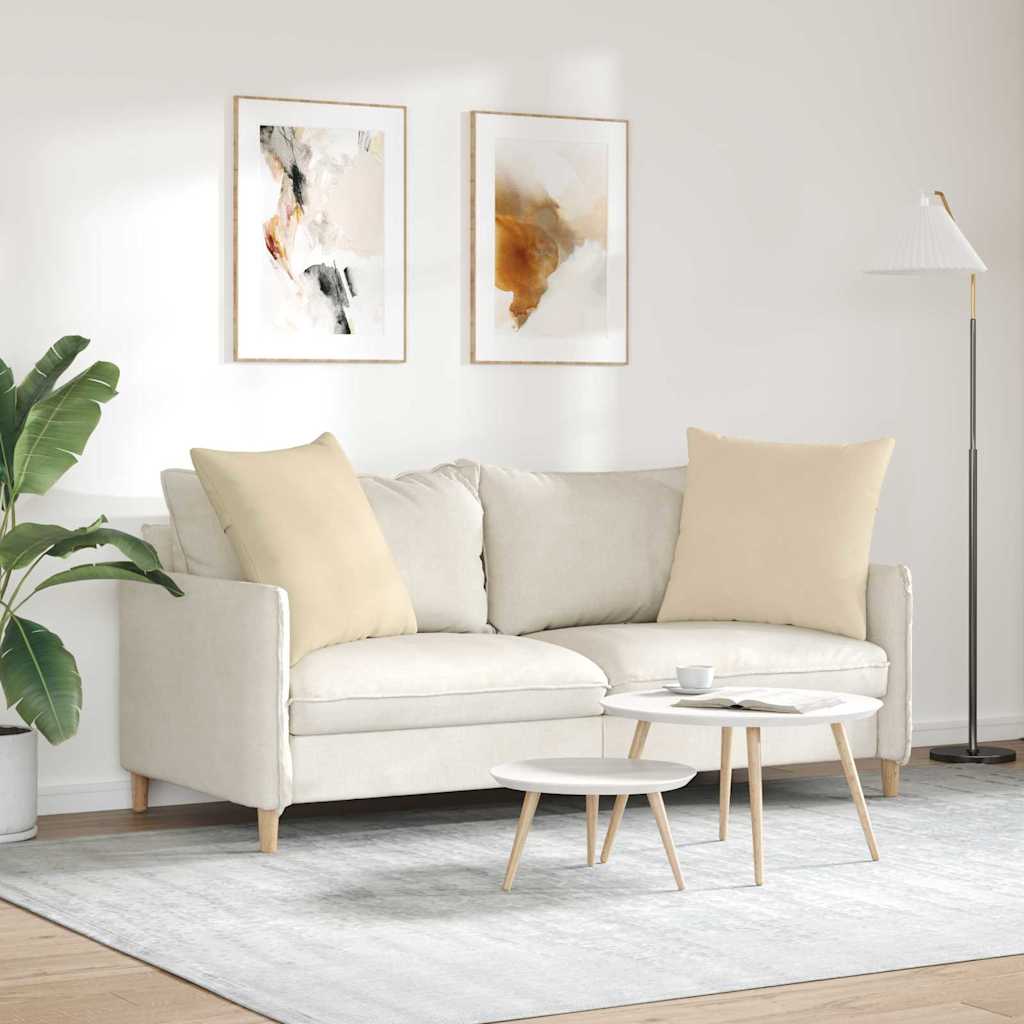 Cuscini da Divano 2 pz Tessuto Crema 80 x 80 cm