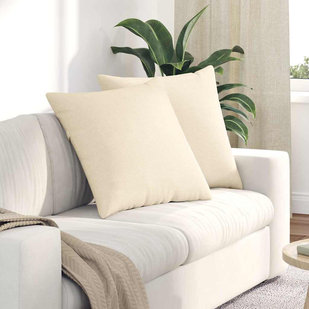 Cuscini da Divano 2 pcs Crema 80 x 80 cm Tessuto in Cords
