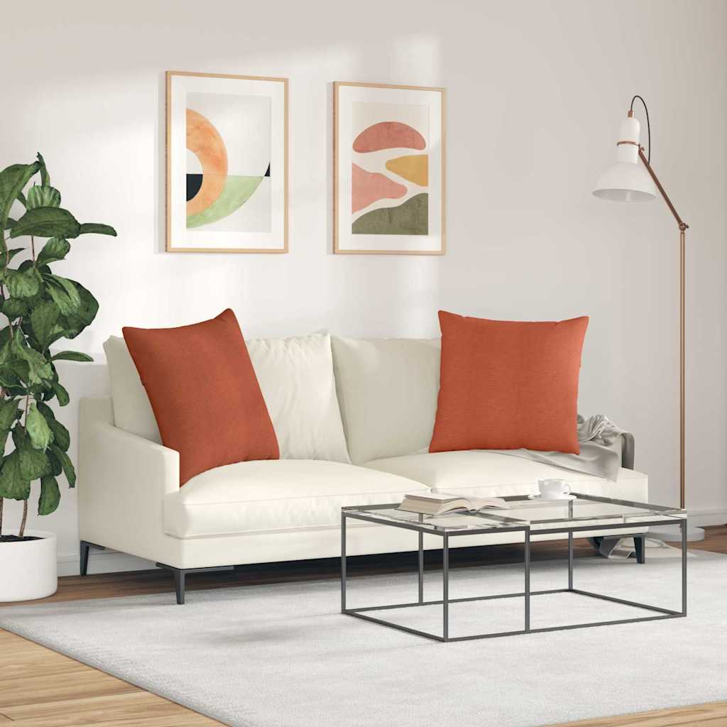 Cuscini da Divano 2 pz Tessuto in Cords Rosso Arancio