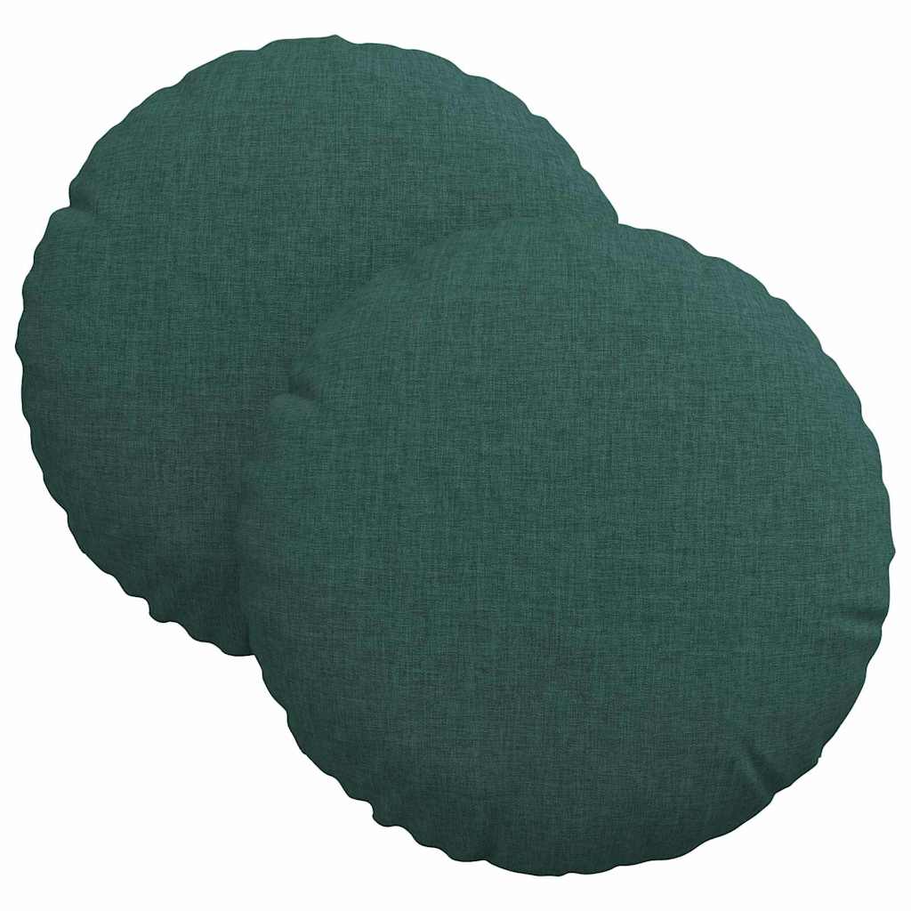 Cuscini per Seduta 2 pz Tessuto Verde Scuro Ø30 x 13 cm