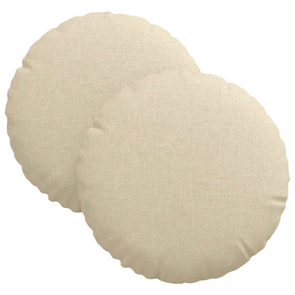 Cuscini per Seduta 2 pz Tessuto Crema Ø30 x 13 cm