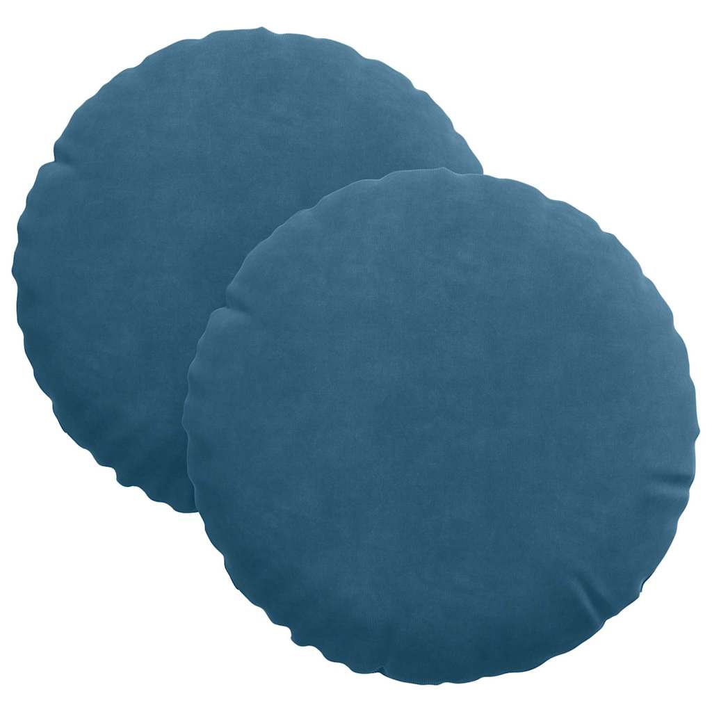 Cuscini per Seduta 2 pz Velluto Blu Ø30 x 13 cm