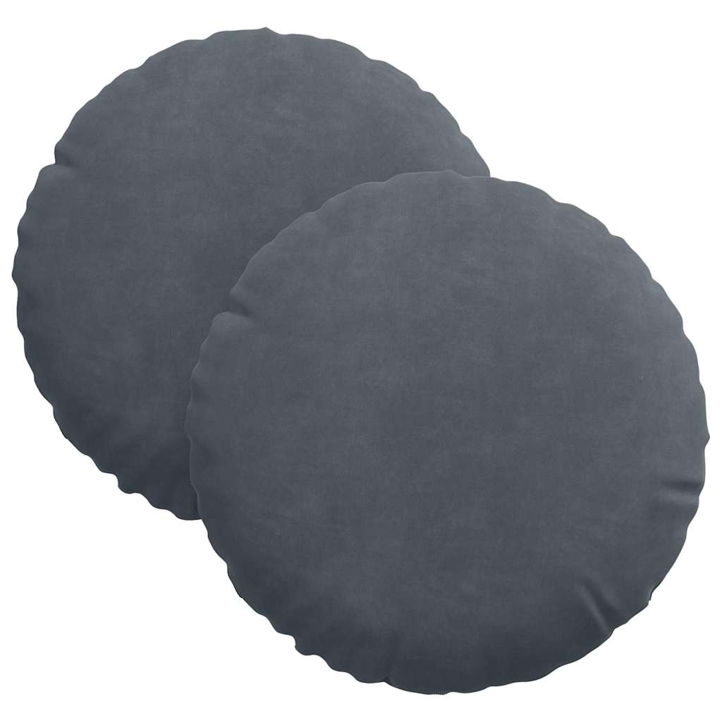 Cuscini per Seduta 2 pz Velluto Grigio scuro Ø30 x 13 cm
