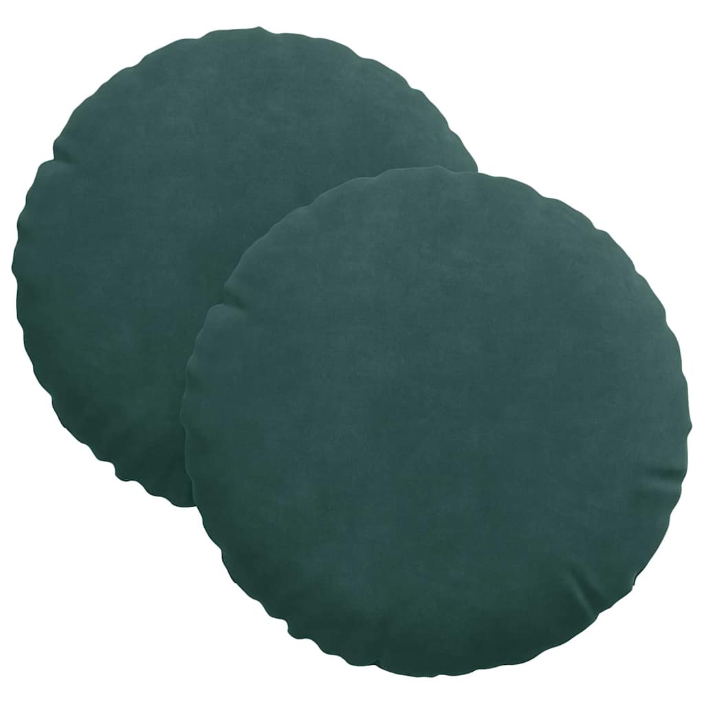 Cuscini per Seduta 2 pz Velluto Verde Scuro Ø30 x 13 cm