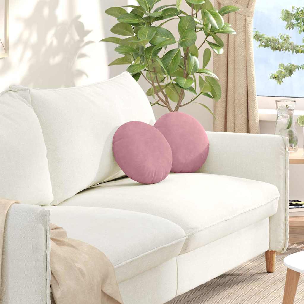 Cuscini per Seduta 2 pz Velluto Rosa Ø30 x 13 cm