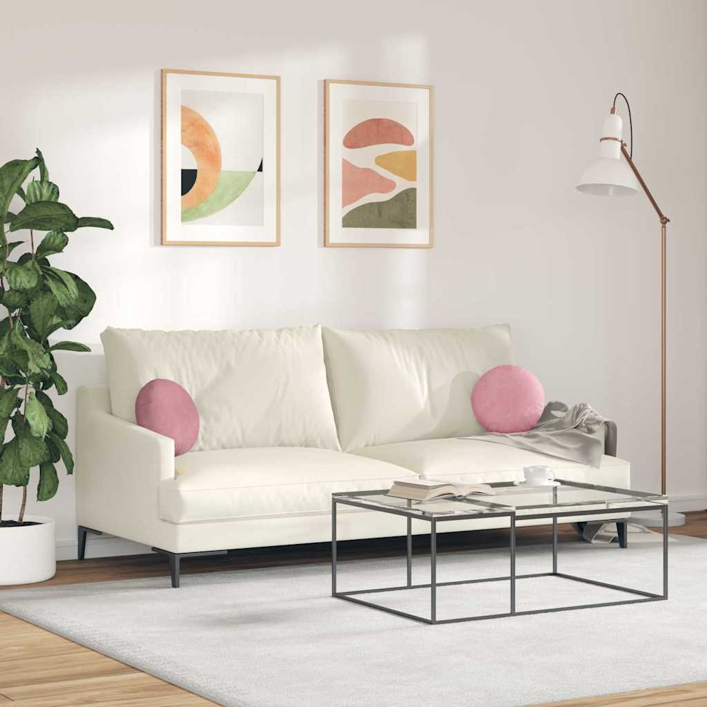 Cuscini per Seduta 2 pz Velluto Rosa Ø30 x 13 cm
