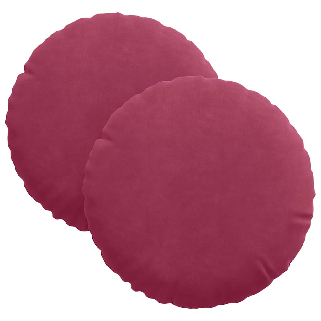 Cuscini per Seduta 2 pz Velluto Rosso Vino Ø30 x 13 cm