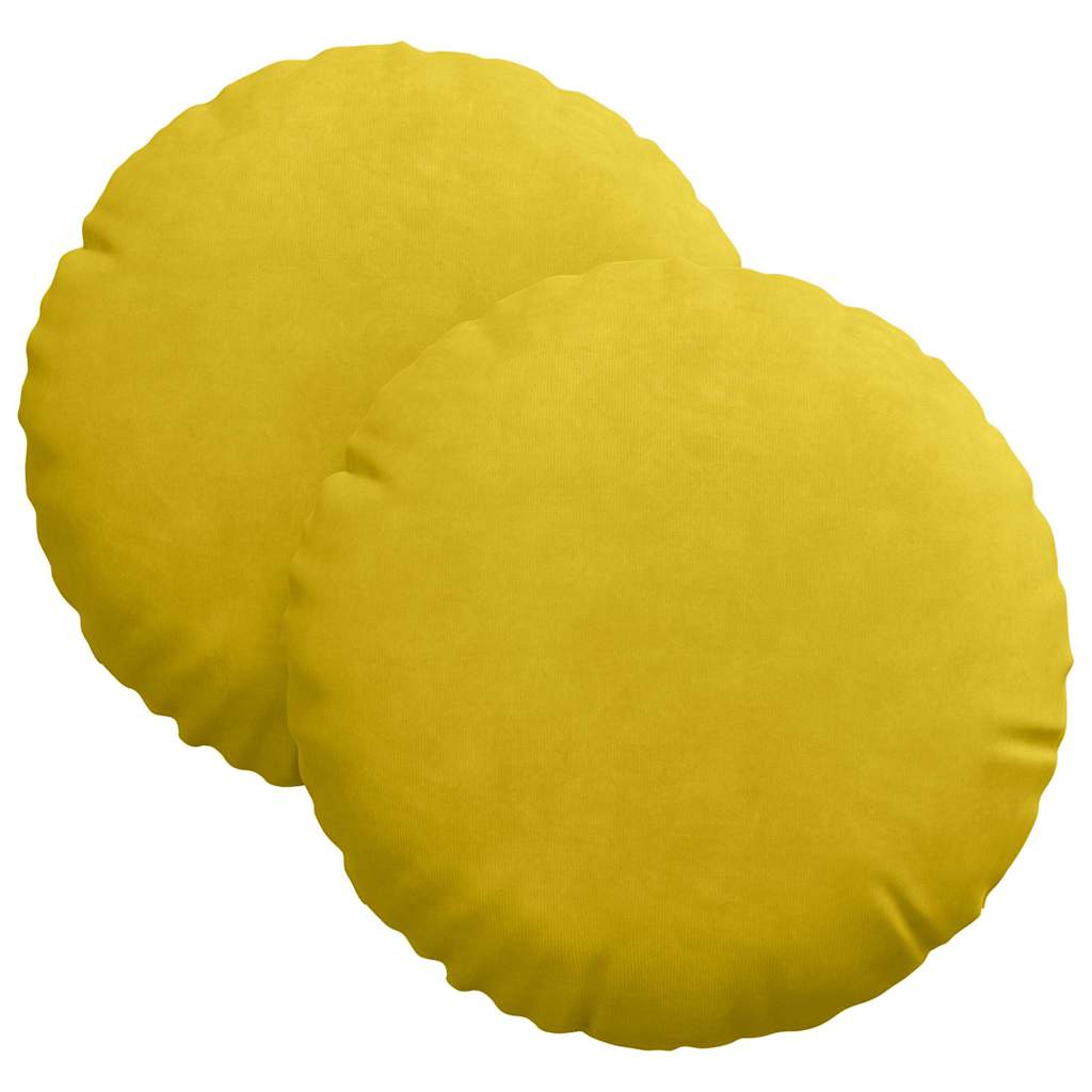 Cuscini per Seduta 2 pz Velluto Giallo Ø30 x 13 cm