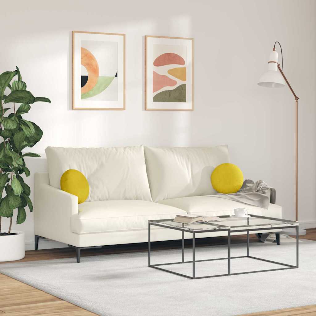 Cuscini per Seduta 2 pz Velluto Giallo Ø30 x 13 cm