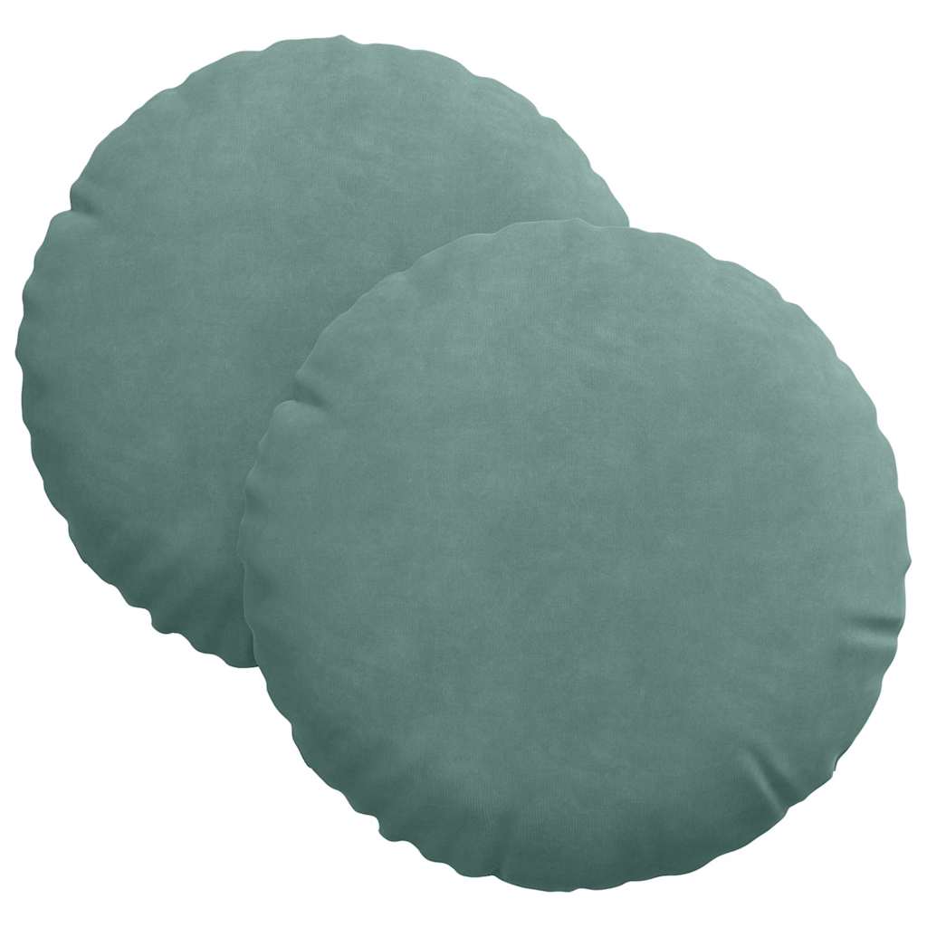 Cuscini per Seduta 2 pz Velluto Verde Mare Ø30 x 13 cm