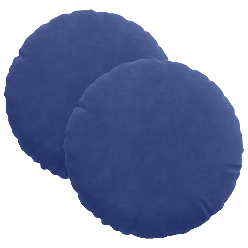 Cuscini per Seduta 2 pz Velluto Blu Polizia Ø30 x 13 cm