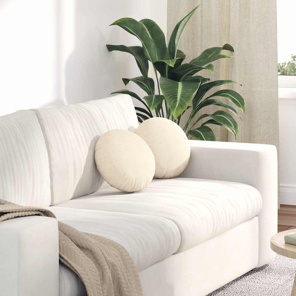 Cuscini per Seduta 2 pz Tessuto in Cords Crema Ø30 x 13 cm