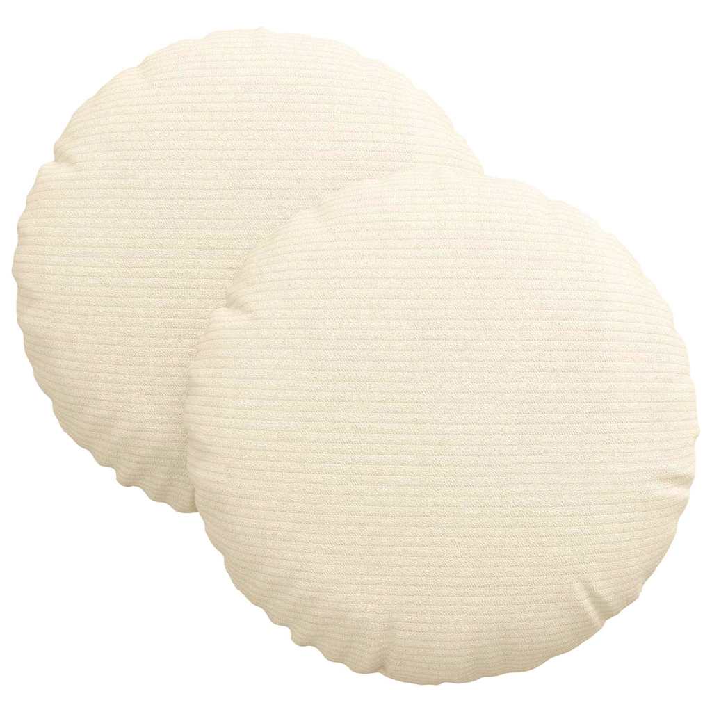 Cuscini per Seduta 2 pz Tessuto in Cords Crema Ø30 x 13 cm