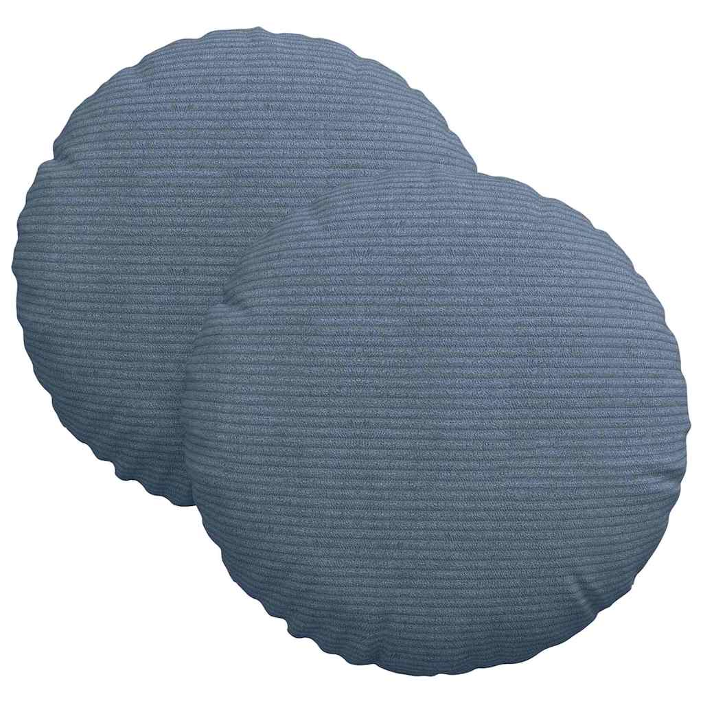 Cuscini per Seduta 2 pz Tessuto in Cords Blu Ø30 x 13 cm