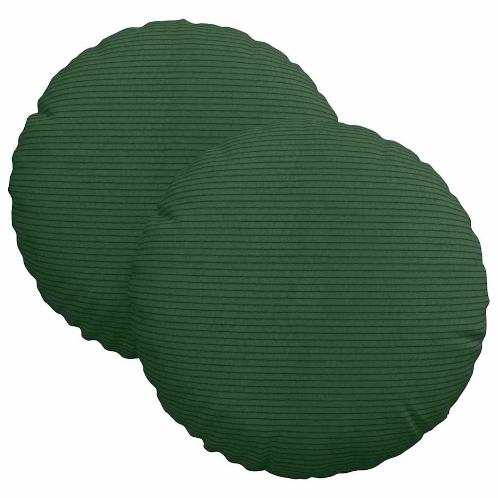 Cuscini per Seduta 2 pz Tessuto in Cords Verde Scuro