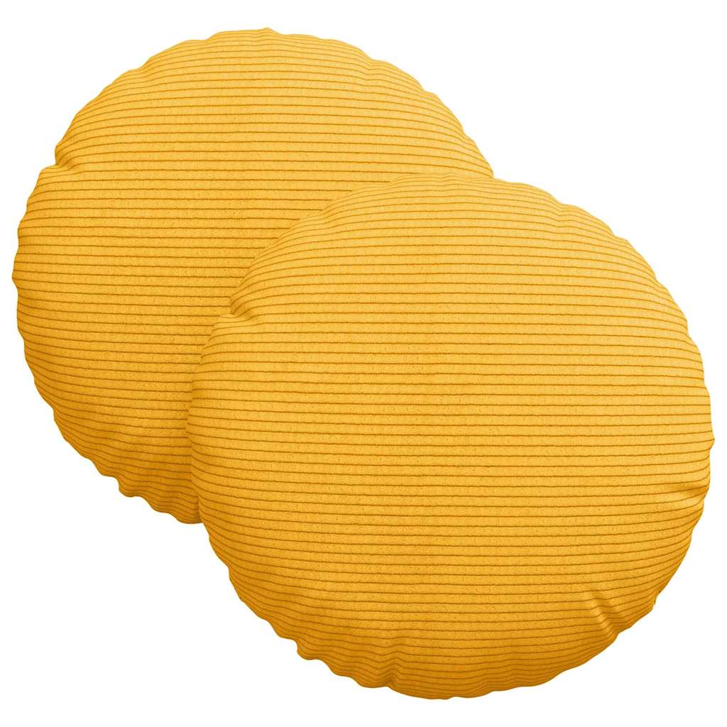 Cuscini per Seduta 2 pz Tessuto in Cords Giallo Chiaro