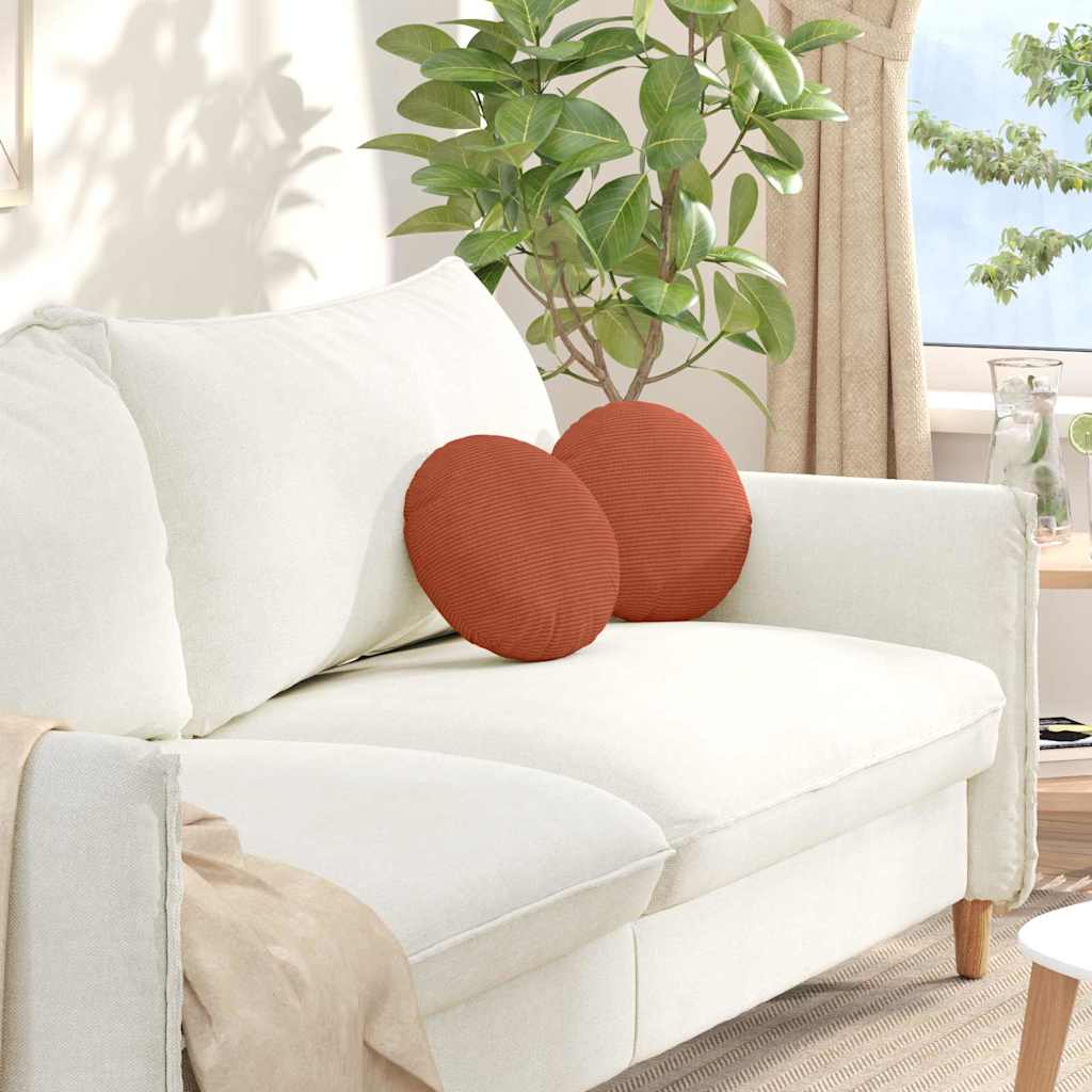 Cuscini per Seduta 2 pz Tessuto in Cords Rosso Arancio