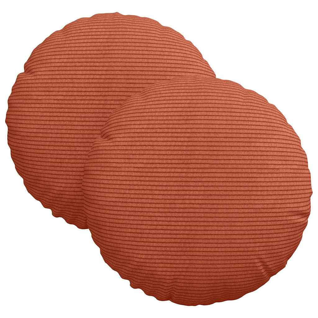 Cuscini per Seduta 2 pz Tessuto in Cords Rosso Arancio