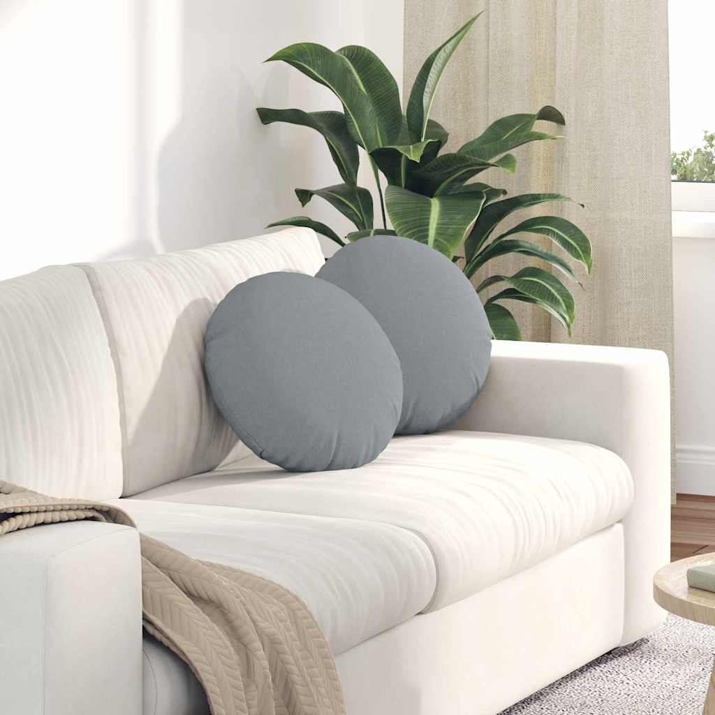 Cuscini per Seduta 2 pz Tessuto Grigio Chiaro Ø40 x 13 cm
