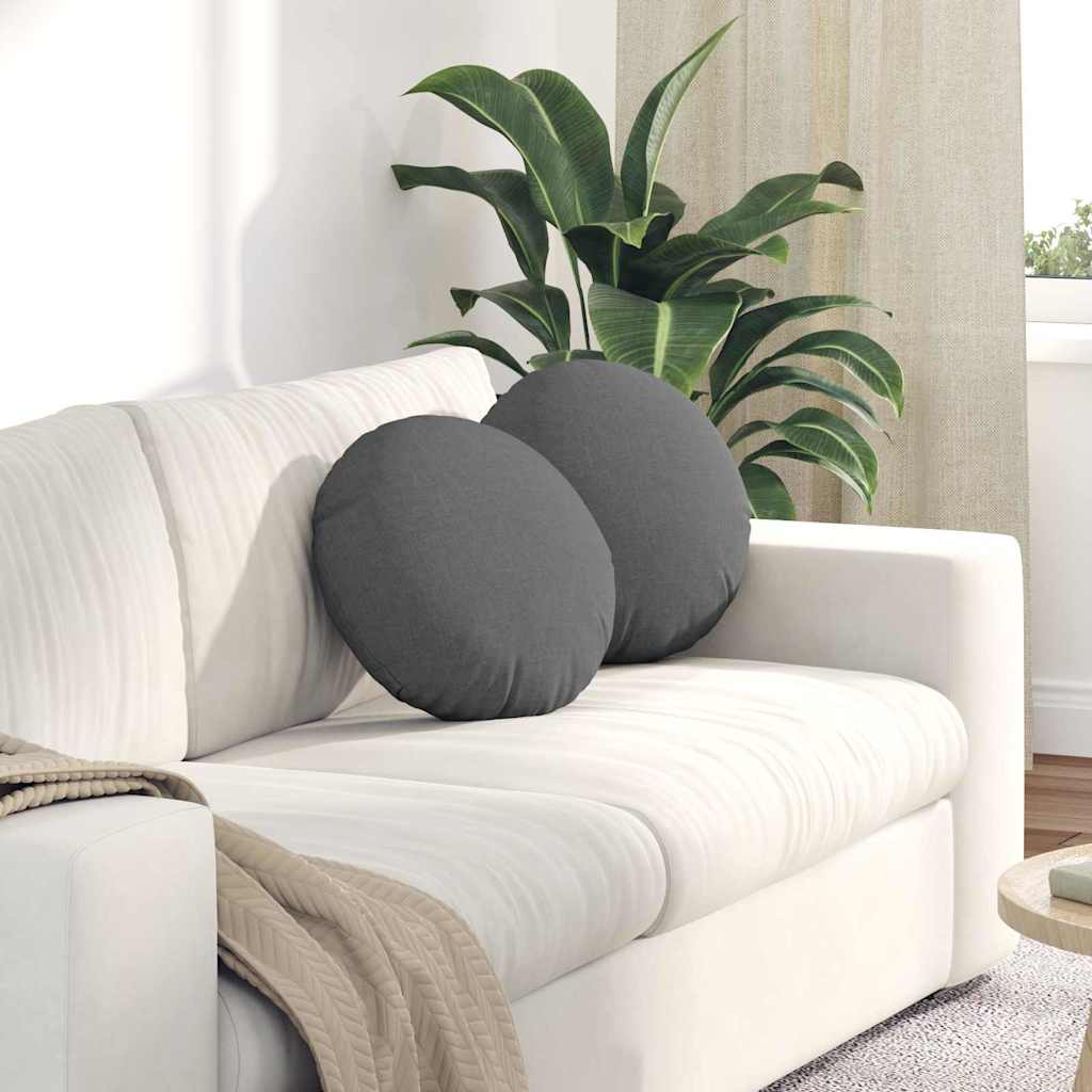 Cuscini per Seduta 2 pz Tessuto Grigio Scuro Ø40 x 13 cm