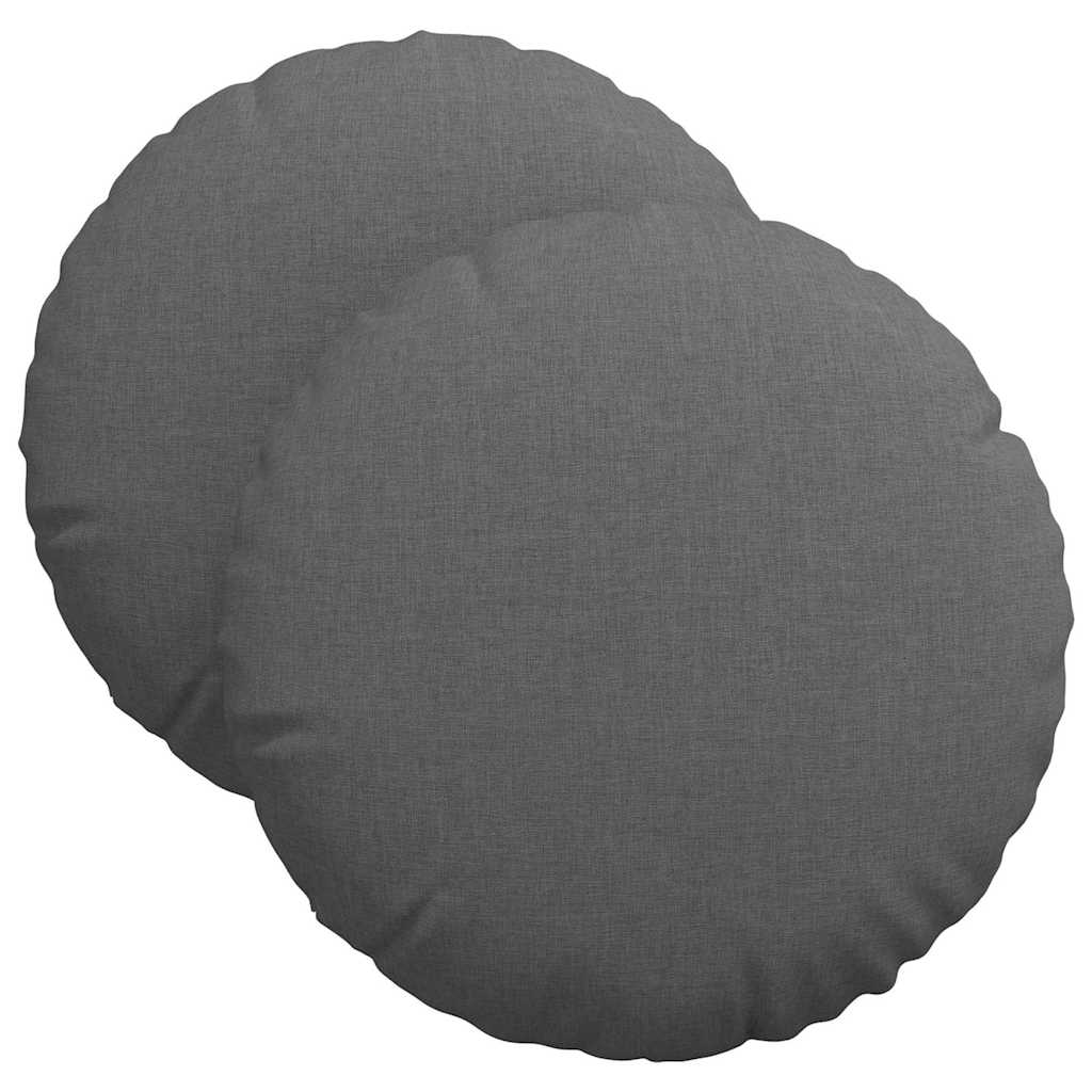 Cuscini per Seduta 2 pz Tessuto Grigio Scuro Ø40 x 13 cm