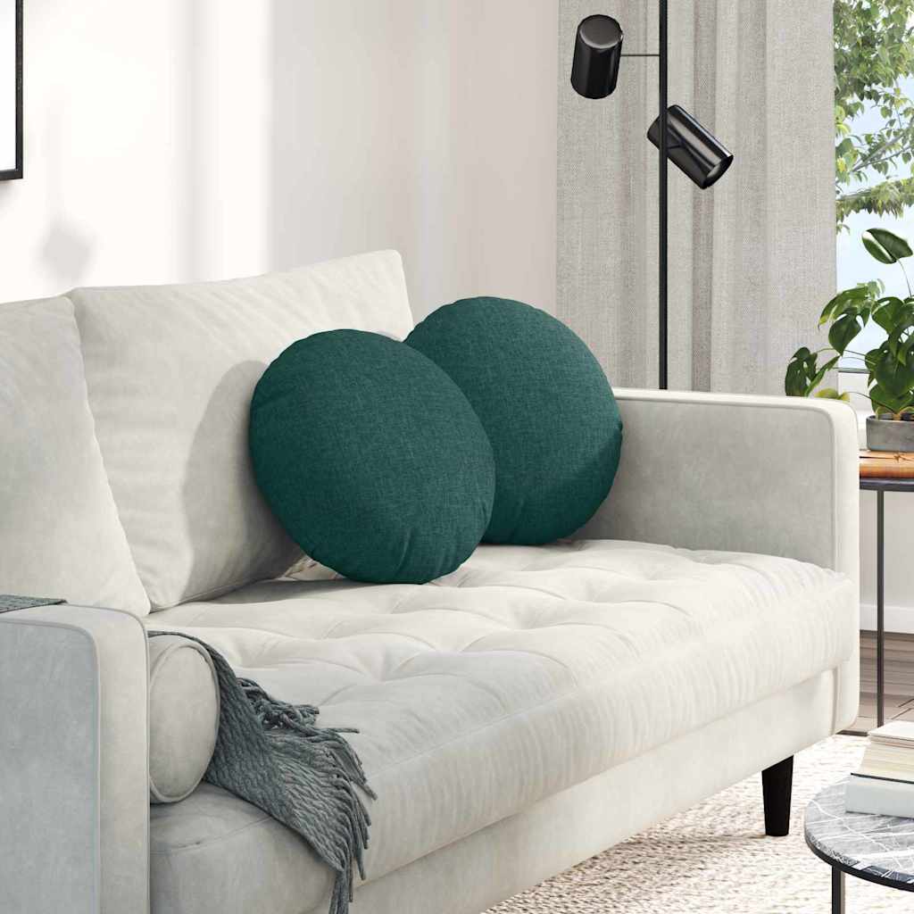 Cuscini per Seduta 2 pz Tessuto Verde Scuro Ø40 x 13 cm