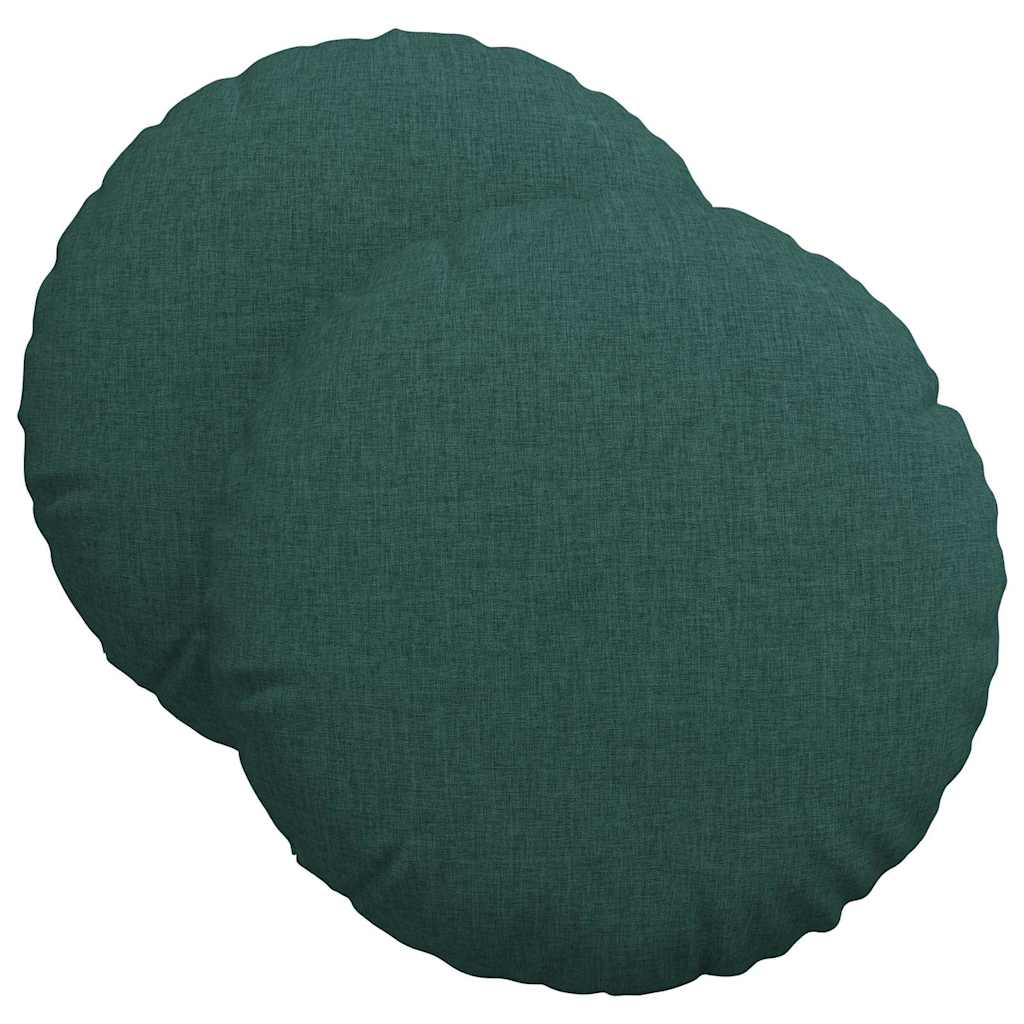Cuscini per Seduta 2 pz Tessuto Verde Scuro Ø40 x 13 cm