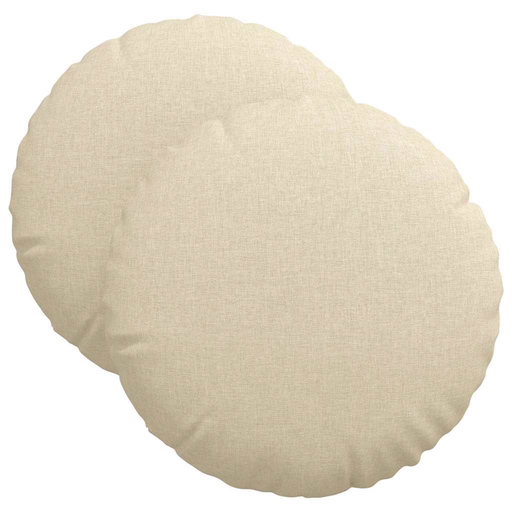 Cuscini per Seduta 2 pz Tessuto Crema Ø40 x 13 cm