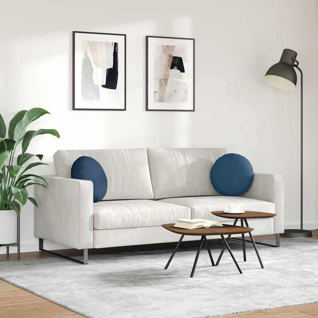 Cuscini per Seduta 2 pz Tessuto Blu Ø40 x 13 cm