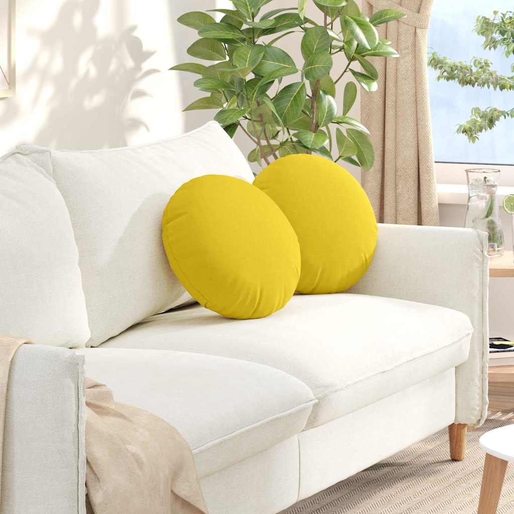Cuscini per Seduta 2 pz Tessuto Giallo Chiaro Ø40 x 13 cm