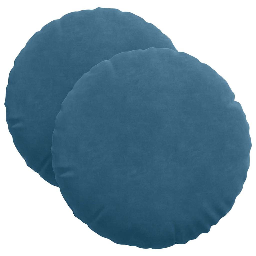 Cuscini per Seduta 2 pcs Blu Ø 40 x 13 cm Velluto