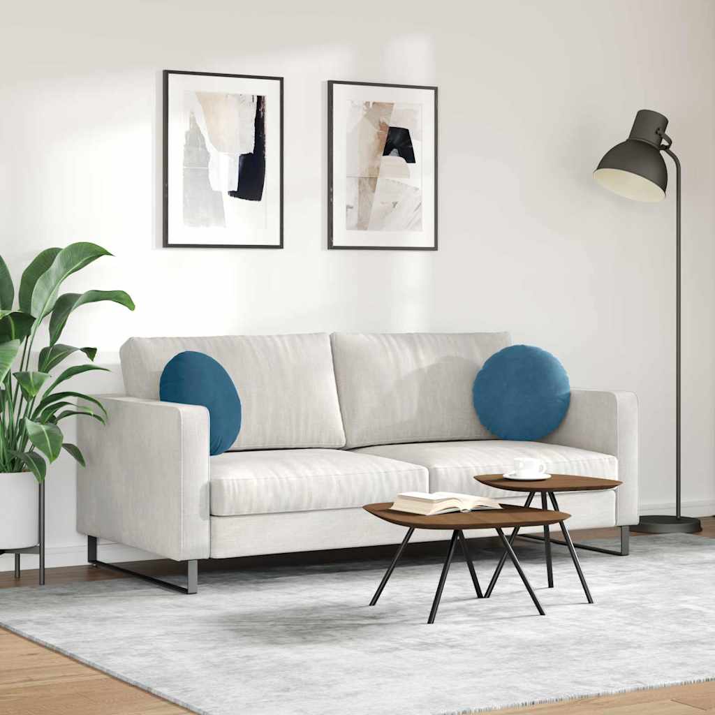 Cuscini per Seduta 2 pcs Blu Ø 40 x 13 cm Velluto