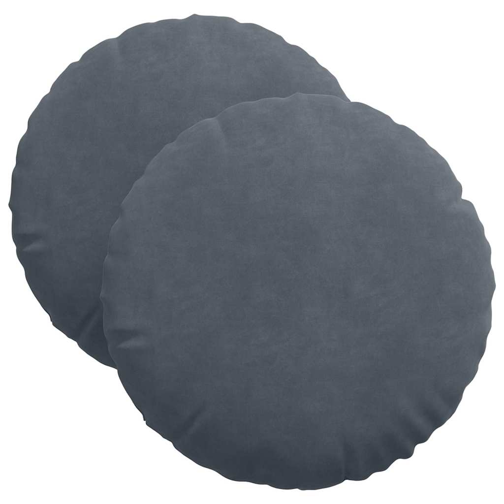Cuscini per Seduta 2 pcs Grigio scuro Ø 40 x 13 cm Velluto