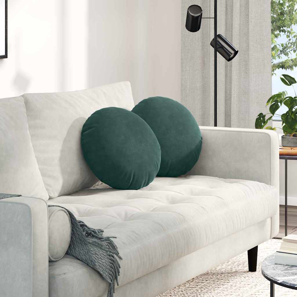 Cuscini per Seduta 2 pcs Verde Scuro Ø 40 x 13 cm Velluto