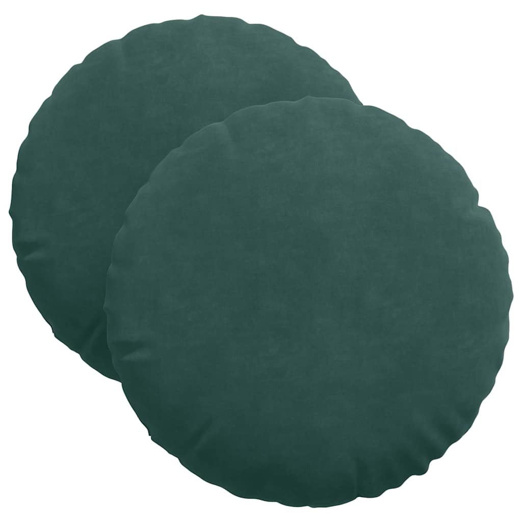 Cuscini per Seduta 2 pcs Verde Scuro Ø 40 x 13 cm Velluto