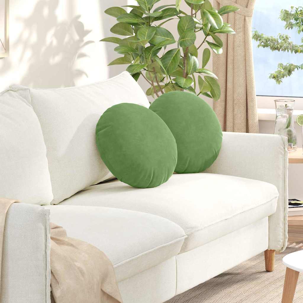 Cuscini per Seduta 2 pcs Verde chiaro Ø 40 x 13 cm Velluto