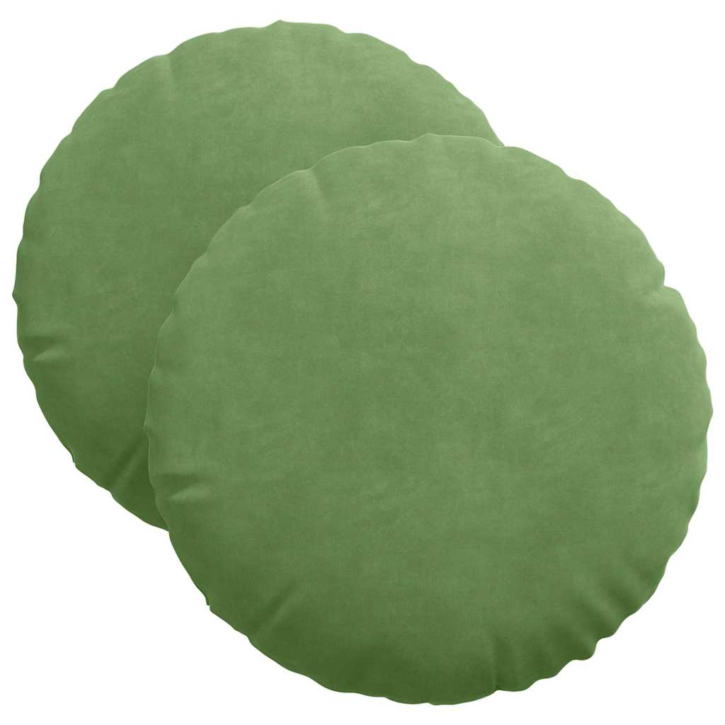 Cuscini per Seduta 2 pcs Verde chiaro Ø 40 x 13 cm Velluto