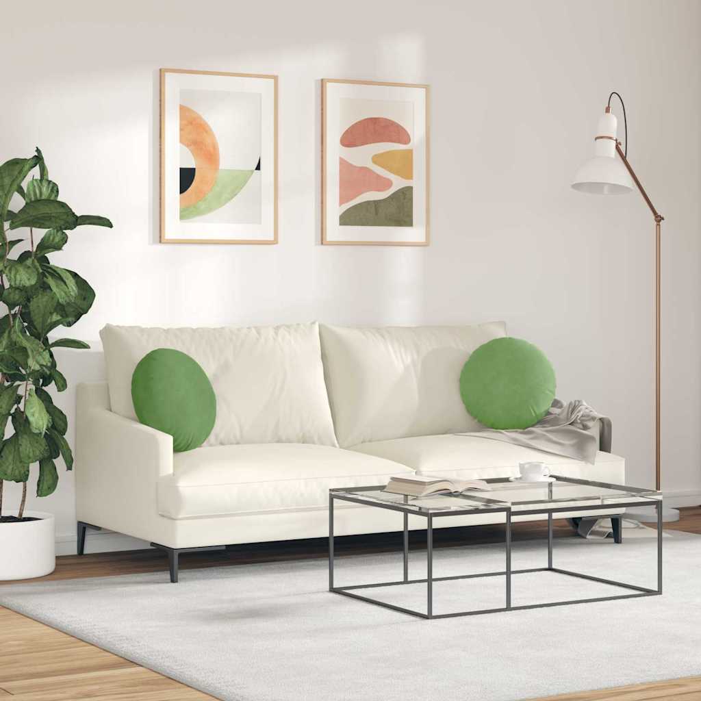 Cuscini per Seduta 2 pcs Verde chiaro Ø 40 x 13 cm Velluto