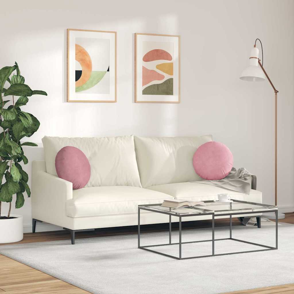 Cuscini per Seduta 2 pcs Rosa Ø 40 x 13 cm Velluto