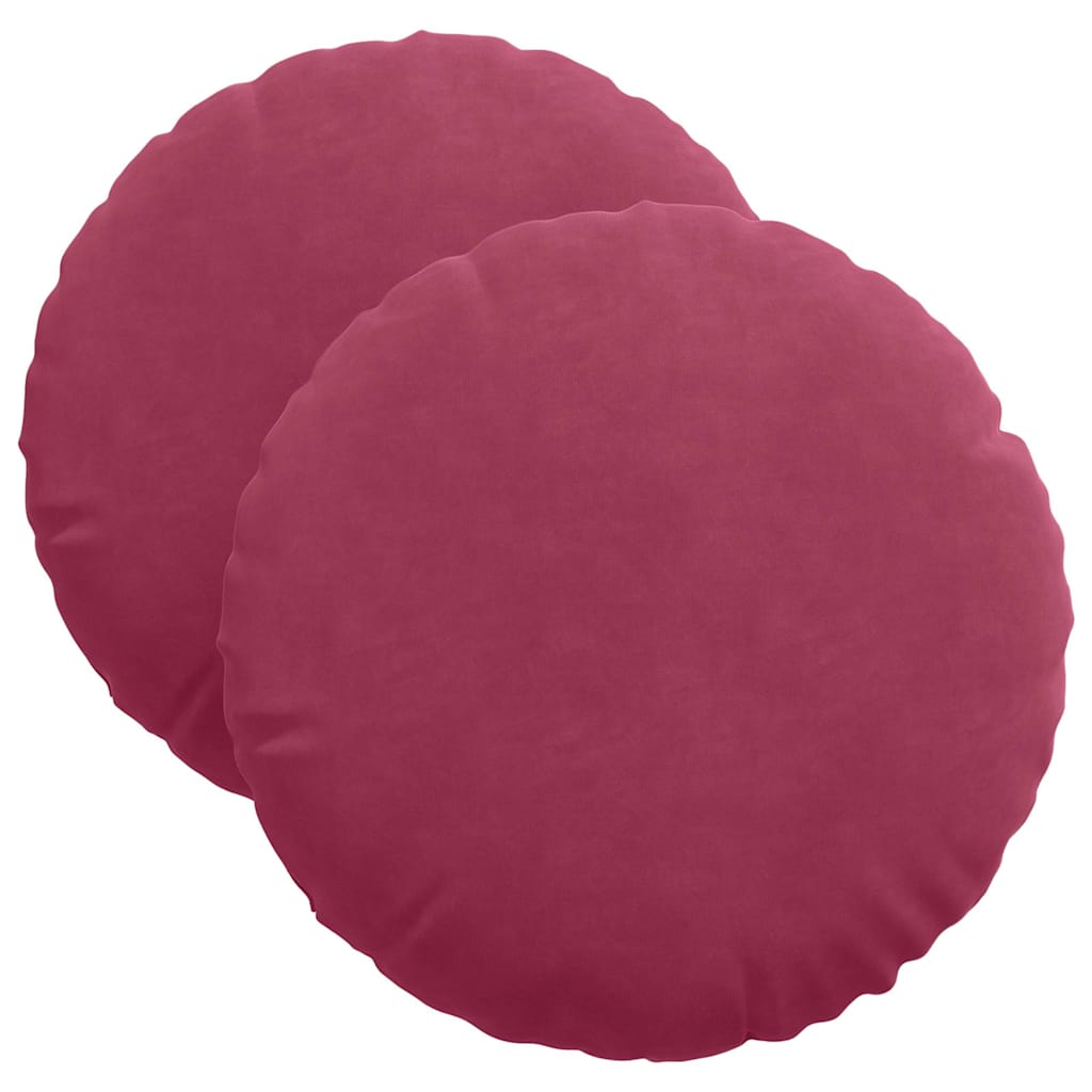 Cuscini per Seduta 2 pcs Rosso Vino Ø 40 x 13 cm Velluto