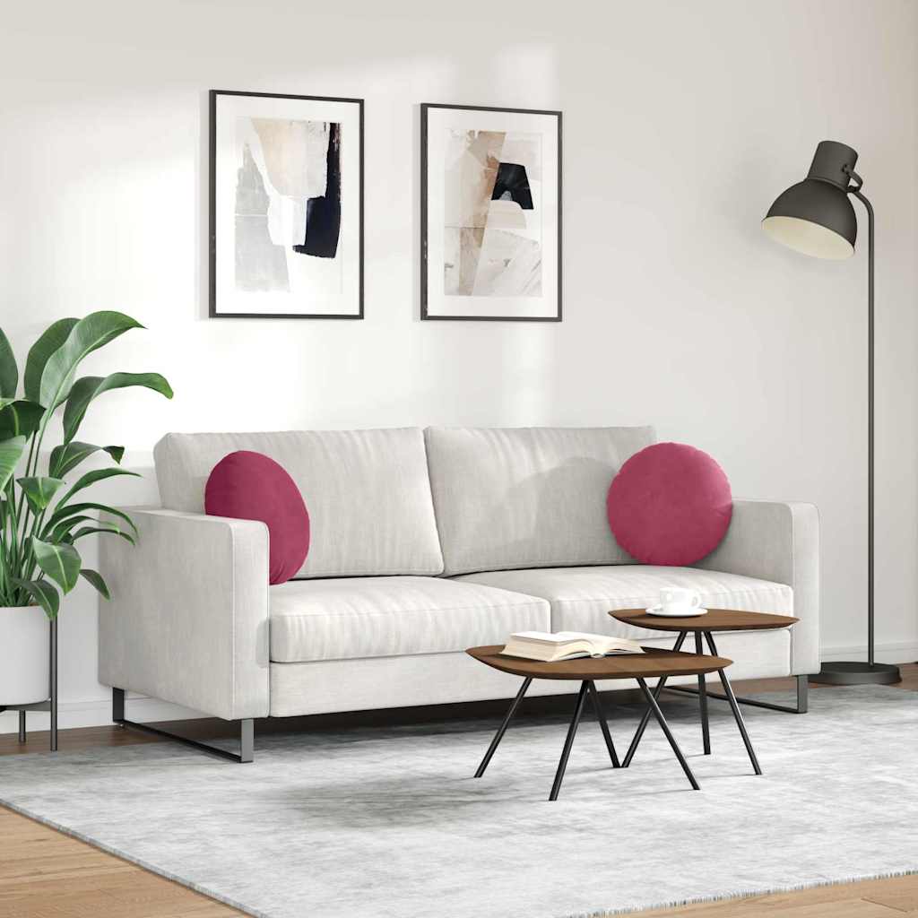Cuscini per Seduta 2 pcs Rosso Vino Ø 40 x 13 cm Velluto